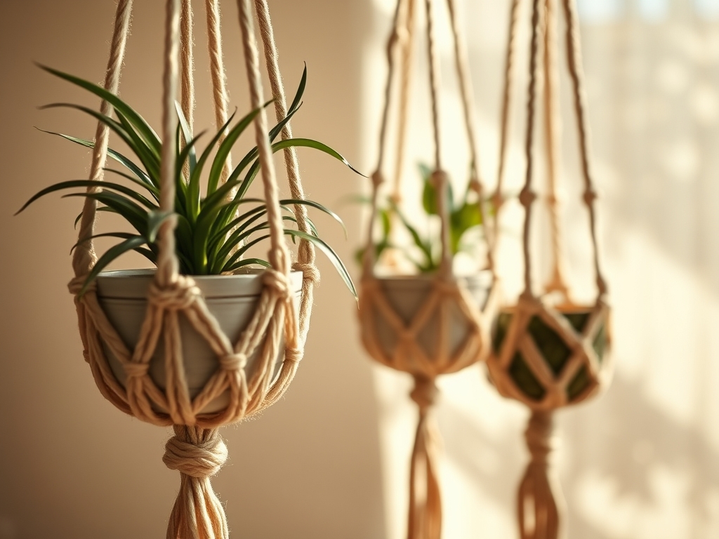 Woven Macrame Plant Hangers
